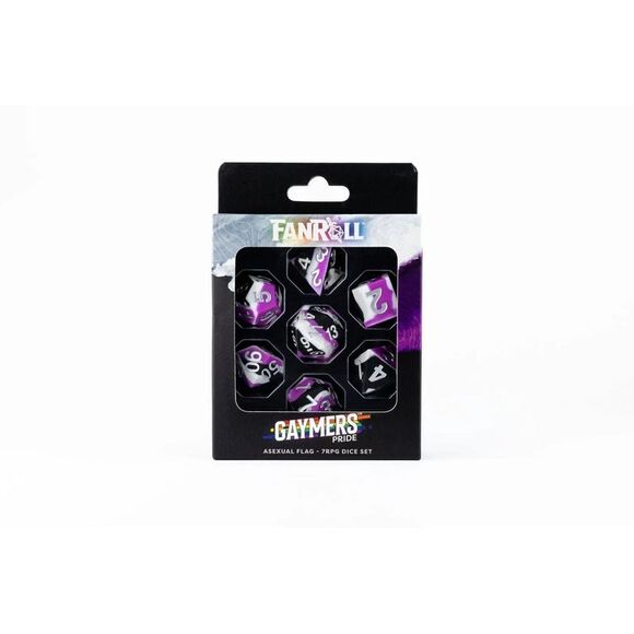 Sharp Edge Silicone Rubber Dice Set: Asexual Pride - Picture 2 of 2